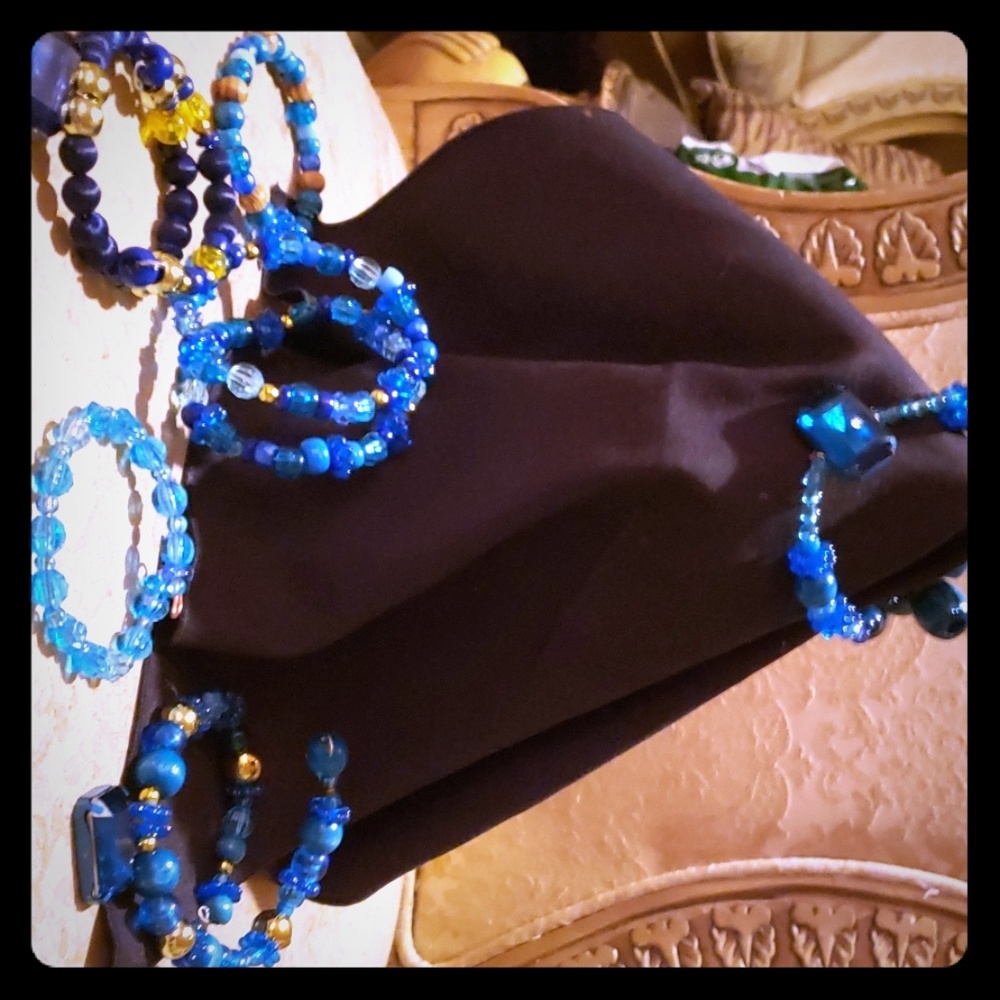 Wooden and colorful wood bead bracelets